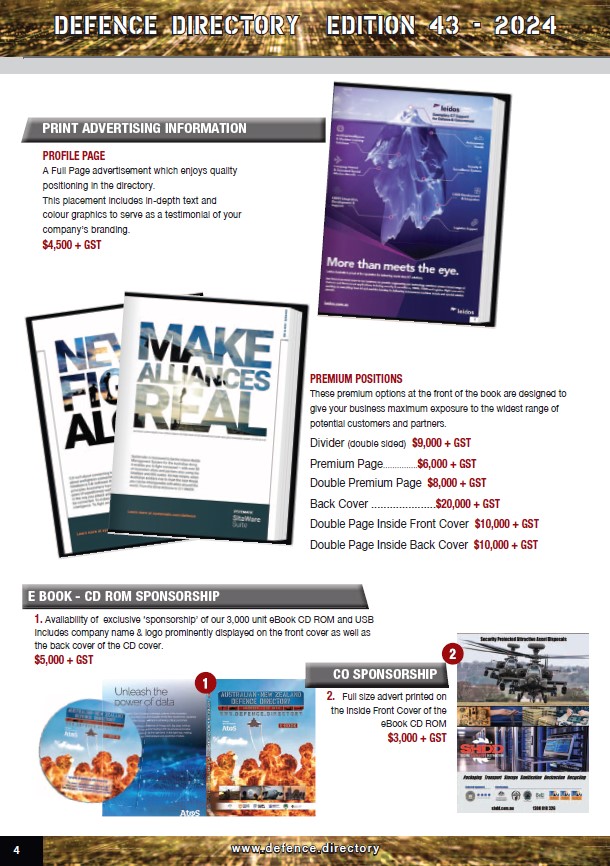 Australian & New Zealand Defence Directory Media Kit Page 4
